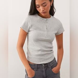 Wild Fable Knit Henley Top Short Sleeve Basic T-shirt Size S